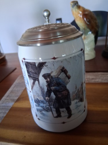 Bierkrug mit zinndeckel - bierkrug,
