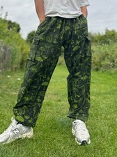 Hippie Baumwolle Stonewashed Pilz Print Unisex Hose One Size Handarbeit Yoga