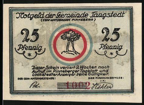 Notgeld tangstedt 1921 25 - notgeld, 1921,