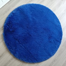 Super weicher Soft  Teppich  Blau Rund 120 cm Durchmesser Wohnzimmer Diele 