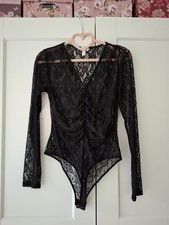 ☆NEU☆Damen Spitzen Body Langarm H&M Gr. S Schwarz