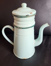 Alte emaillierte Kaffeekanne Kanne Email mint Emaille vintage antik Deko