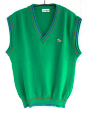 Chemise Lacoste Vintage Pullunder Weste ärmellos Gr. 4 M grün Made in France