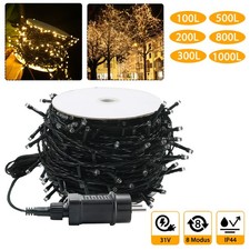 300-1000 LED Lichterkette Weihnachten Beleuchtung Warmweiß Garden Party 8 Modi