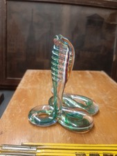 Murano V Glas COBRA Skulptur Figur 11,5cm  Vintage 60er J. Grün Weiß Rot