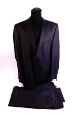 Wilvorst Smoking Slim Line Größe 106 Schwarz Nadelstreifen Anzug Wolle Seide