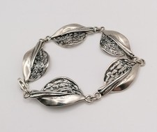 Designerstück Armband 925 Sterlingsilber Blätter  Meander silver