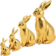 Osterhasen Hasen Osterdeko Deko Figuren Ostern Polyresin gold 1 Stk in 4 Größen