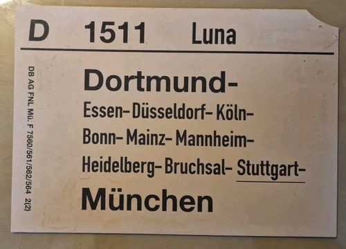 Zuglaufschild 1511 luna - 1511,