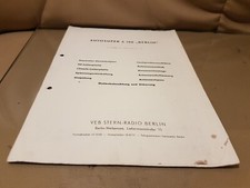RFT Autosuper A100 Berlin 2.Einlage Reparatur Stromlaufplan VEB Stern Radio