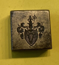 Antik Siegel Petschaft Stempel Initialen Adelswappen 20x20mm Deutsches Reich