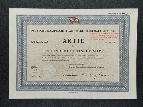 Historische aktie ddg - historische, hansa