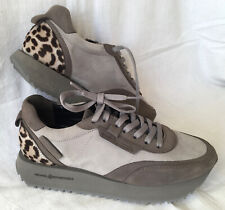 "KENNEL & SCHMENGER" DAMEN SNEAKER GR.38 GRAU WILDLEDER & LEOPARDEN FELL OPTIK