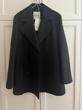COS RELAXED WOOL PEA COAT NAVY