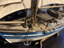 Holz Modellschiff Segelschiff Thonier 54cm handgefertigt Stoffsegel maritim Deko