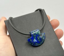 Moderne Design Halskette mit  Azurit-Malachit– 925 Silber Verschlusss