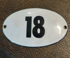  EMAILLIERT HAUSNUMMER  18 METALL SCHILD OVAL Alt
