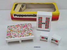 DDR Puppenstubemöbel Schlafzimmer Vero Kleinhartmannsdorf 70s rosa Decke #24M042