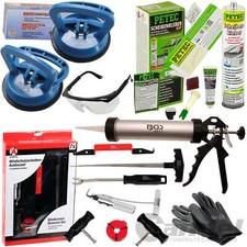 KFZ GEKLEBTE WINDSCHUTZ-SCHEIBEN AUSBAU-WERKZEUG-SATZ GUMMISAUGER KLEBER-PISTOLE