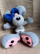 "Diddlina" ☆ Maus ☆ Grau ☆ Blaue Schleife ☆ Vintage ☆ Mittelgroß ☆ Größe 35 cm ☆