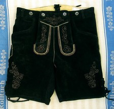 BESTICKTE SCHWARZE LEDERHOSE -