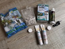 Set Aquarium-Artikel: Filterwatte, Filterceramik, Wassertest, Algin