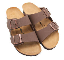 Mocca bequeme Sandalen mit 2 Riemen und Soft Kork-Fußbett Hausschuhe günstig NEU