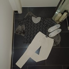 Neu sweatset M 40 42 schwarz StreetOne Sweatshirt Leggins cremeweiß TopZustand