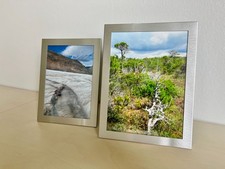 2 Bilderrahmen  Fotorahmen für 13x18 cm und 15x20 cm silber gebürstet Alu Metall