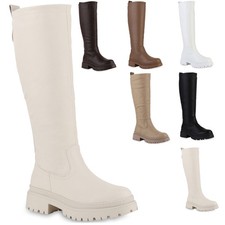 Damen Leicht Gefütterte Plateaustiefel Profil-Sohle Schuhe 839544 Trendy Neu