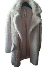 Taifun Damen Felljacke Teddyfell Mantel Gr. 42 Beige Casual