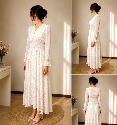 Damen maxikleid lang langarm - maxikleid,