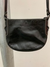 RENE LEZARD kleine Vintage Handtasche Umhängetasche in Echt Leder Schwarz 90ies