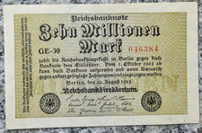 Deutschland Inflation 10 Millionen Mark 1923 Banknote,