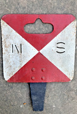 EisenBahn Signal Einsteckschild mit Handgriff ~1930 „N S Nederlandse Spoorwegen"