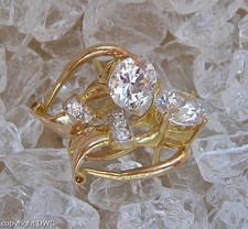 Ohrstecker Clips mit Kristall Kristalle Ohrringe 750 er 18 Kt. Gold Tracht 