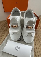 HERMÈS Damen Sneakers Femme Day Veau, Gr. 35,5 Weiß Kelly Schließe Roségold