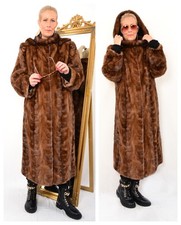 A5479 NERZMANTEL ECHT PELZ KAPUZE PELZMANTEL NERZ MANTEL - REAL MINK FUR COAT