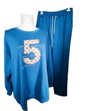 Hausanzug 52 54 Blau Glitzer