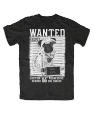 Bad Dog Wanted-T-Shirt schwarz, Mops, Hund, Tattoo, Rockabilly, Hipster, Style