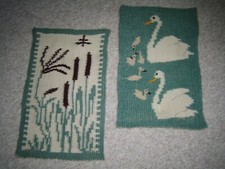 Set: 2 handgewebte Wandbehänge aus Wolle ca. 49 x 29 cm und 48 x 30 cm