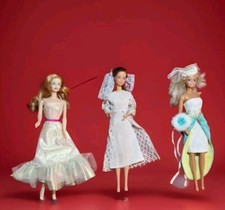 3 Barbie VINTAGE HOCHZEIT-OUTFITS + ACCESSOIRES 80er MATTEL ohne PUPPEN 