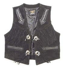 Lederweste Rauleder Leder Weste Wildleder schwarz braun Biker Cowboy Western