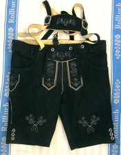 BESTICKTE SCHWARZE LEDERHOSE -