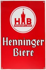 Original Emailschild Henninger Bier Frankfurt am Main um 1950 Werbeschild