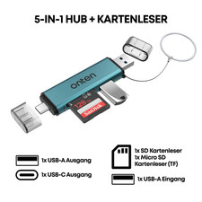 5in1 USB-C & USB-A Kartenleser SD TF USB 3.0 OTG 5Gbps Adapter Dual-Stecker Hub