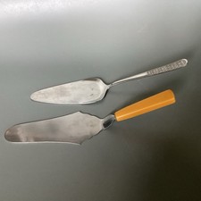 Tortenheber Edelstahl Vintage 1950er Rostfrei Rockabilly Orange Griff 2 Stück