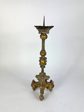 Antiker Barocker Leuchter Holz Handgeschnitzt Kerzenhalter Kerzenleuchter Altar