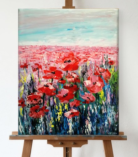 Mohn blumen landschaft 50cm - landschaft, 40/50cm