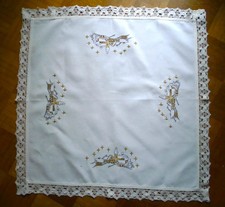 Mitteldecke /Spitze Weihnachten Häuser 73x73cm naturfarben  Kreuzstich  mit gold